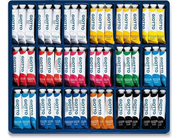 Box da 108 Tempere per la Scuola Scatola Pittura Disegno 12 Colori da 21ml
