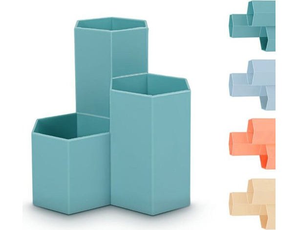 Portapenne Oggetti Organizer per Scrivania in Plastica 3 Scomparti Ufficio Casa