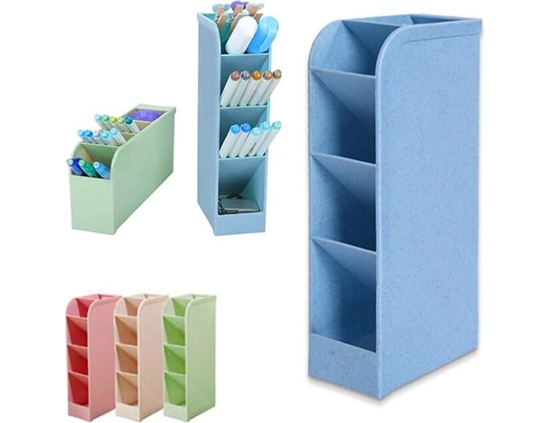 2x Organizer Portapenne in Plastica Oggetti per Ufficio Scrivania 5 Scomparti