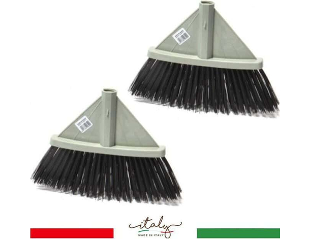 2x Scopa Alta Pulisci Pavimenti Cattura Sporco Setole Rigide Negozio Casa