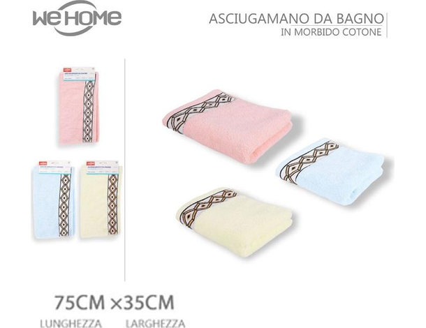 Set 12 Pezzi Asciugamani Cotone Motivo Geometrico Colorato Morbido Viso...