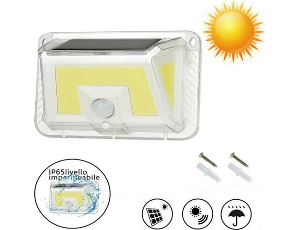 Lampada Faro Faretto da Esterno ad Energia Solare LED COB Sensore di Movimento