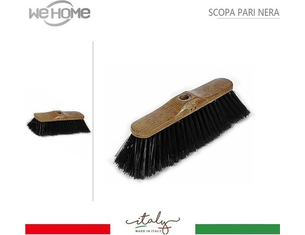 2x Scopa Nera in Setole Rigide PVC Verniciato Pavimenti Casa Interni Pulizia...