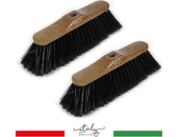 2x Scopa Nera in Setole Rigide PVC Verniciato Pavimenti Casa Interni Pulizia