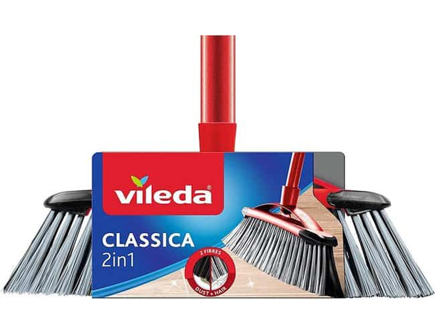 2x Scopa Classica Vileda 2 in 1 per Interni Pulizie Polvere Capelli Sporco 2