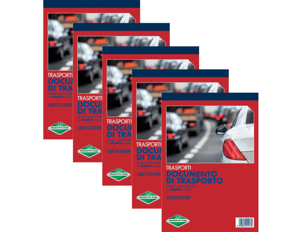 5x Blocchi Documenti di Trasporto 21.5x14.8cm 50 Moduli Duplice Copia con Data