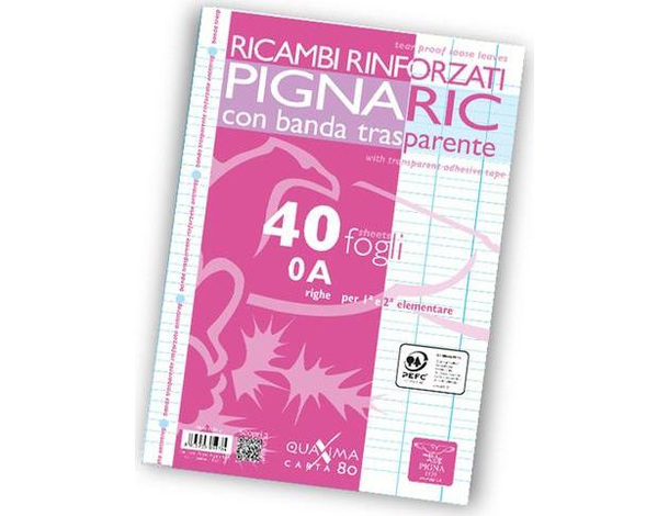 40x Fogli di Ricambio Rinforzati Raccoglitore Righe 0A Prima Seconda Elementare