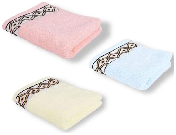 Set 12 Pezzi Asciugamani Cotone Motivo Geometrico Colorato Morbido Viso 75x35cm