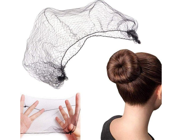 3x Retina Elastica per Capelli Nera Acconciatura Chignon Danza Parrucca