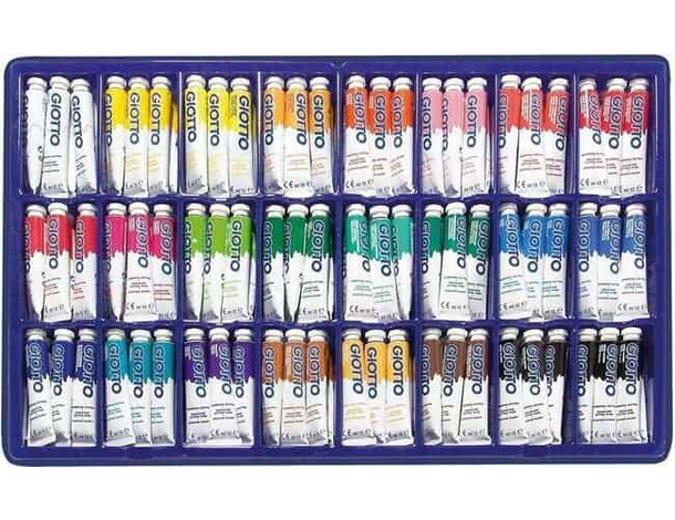 Box da 144 Tempere per la Scuola scatola Pittura Disegno 24 Colori da 12ml