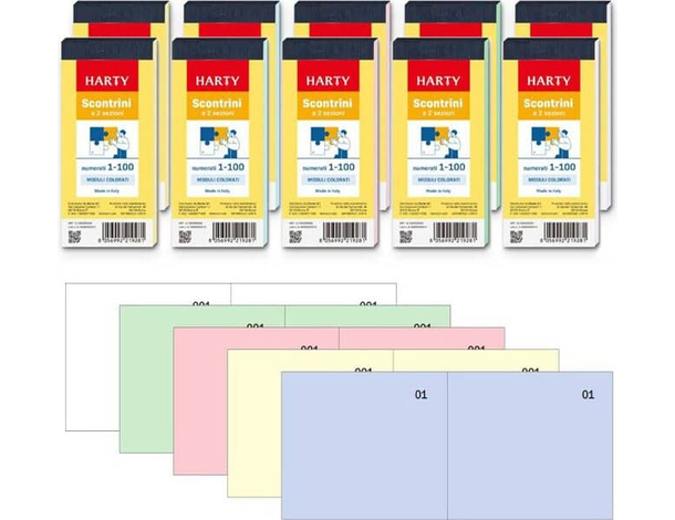 10x Blocco Numerato da 1 a 100 Blocchetti Multicolore Lotteria Estrazioni Sagre