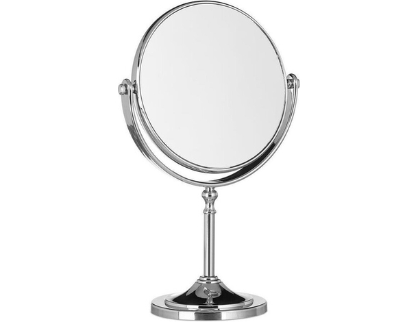Specchio Girevole 360° Due Lati Piedistallo Base in Alluminio Trucco Make-Up...