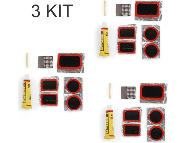3x Kit Completo Riparazione Gomma Bici Bicicletta Bike Pneumatico Foro Bucatura