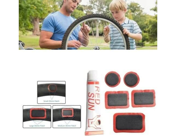 2x Kit Completo Riparazione Gomma Bici Bicicletta Bike Pneumatico Foro...