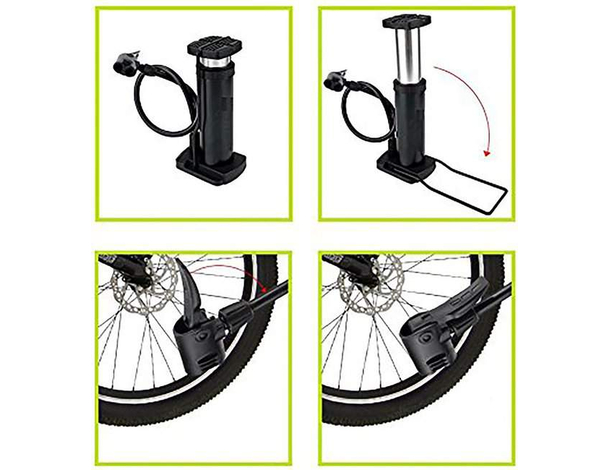 Mini Pompa a Pedale Gonfiaggio Ruote Bicicletta 2 Fori con Manometro Pallone...