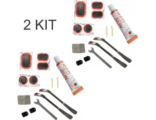 2x Kit Completo Riparazione Gomma Bici Bicicletta Bike Pneumatico Foro Bucatura