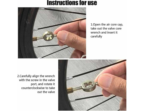 6x Kit Chiave Rimuovi Svita Smonta Valvole Camere d'Aria Universale + Valvole...