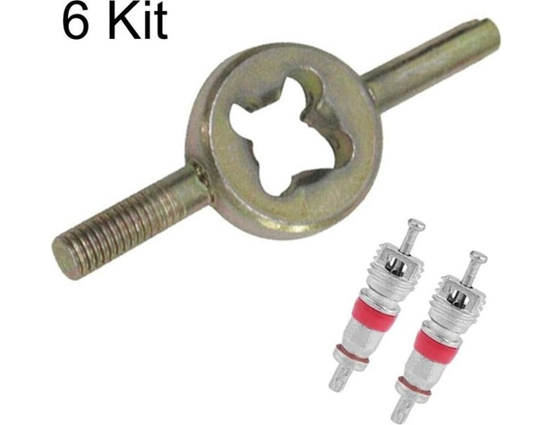 6x Kit Chiave Rimuovi Svita Smonta Valvole Camere d'Aria Universale + Valvole...