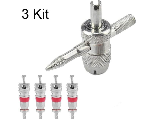 3x Kit Chiave Rimuovi Valvola Cacciavite Pneumatici Smonta Ruote Auto Bici Moto