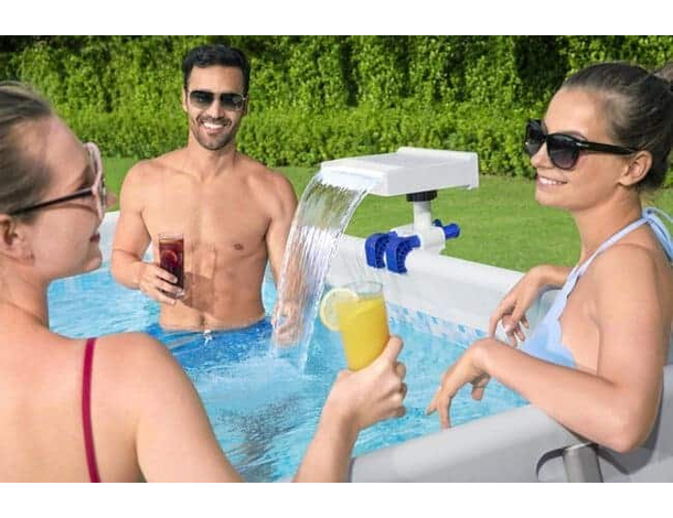 Fontana Cascata Luce LED RGB Cambio Colore per Piscina Fuori Terra Flowclear...