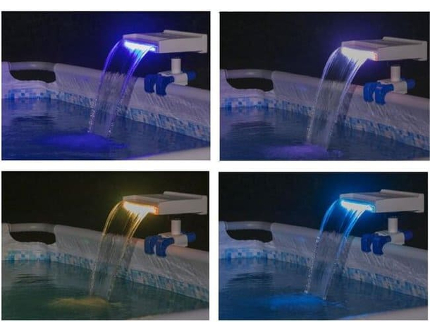 Fontana Cascata Luce LED RGB Cambio Colore per Piscina Fuori Terra Flowclear...
