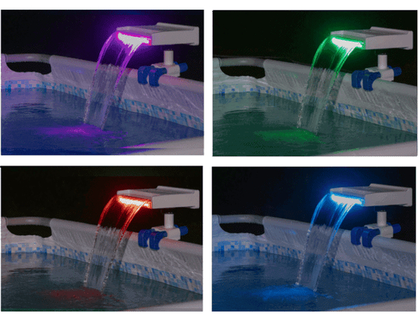 Fontana Cascata Luce LED RGB Cambio Colore per Piscina Fuori Terra Flowclear...
