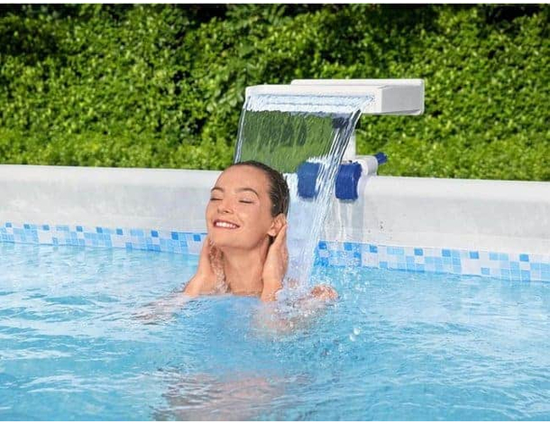 Fontana Cascata Luce LED RGB Cambio Colore per Piscina Fuori Terra Flowclear...