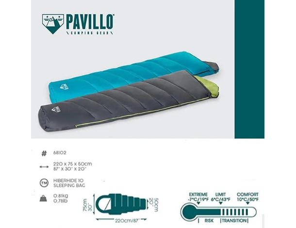 Sacco a Pelo Invernale Hiberhide10 da Campeggio 220x75x50 cm Modello Mummia...