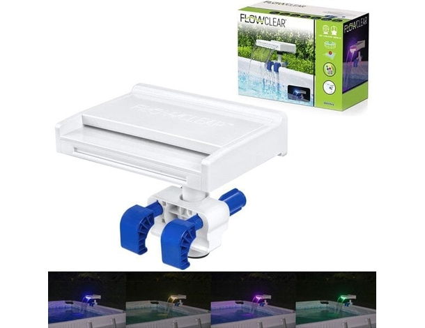 Fontana Cascata Luce LED RGB Cambio Colore per Piscina Fuori Terra Flowclear