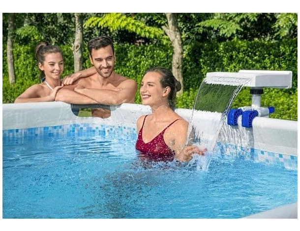 Fontana Cascata Luce LED RGB Cambio Colore per Piscina Fuori Terra Flowclear...