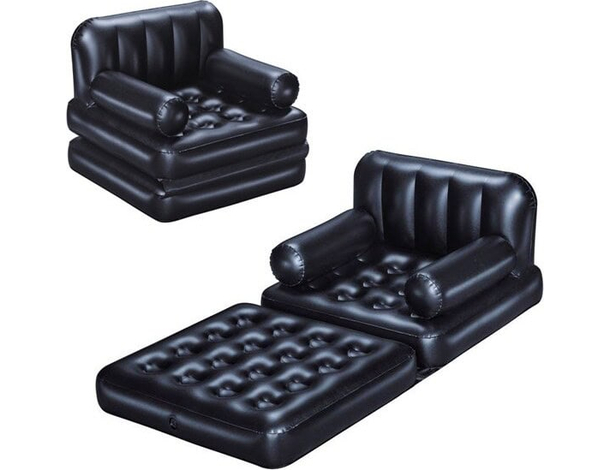 Poltrona Gonfiabile Floccata 4 Posizioni in 1 con Poggiapiedi 191x97x64 cm