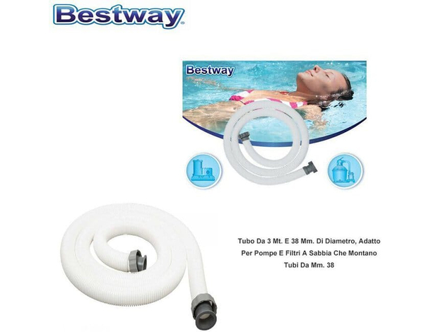 Tubo di Ricambio Bianco per Pompa Filtro 3 Metri 38 mm Piscina Mod.58368 3