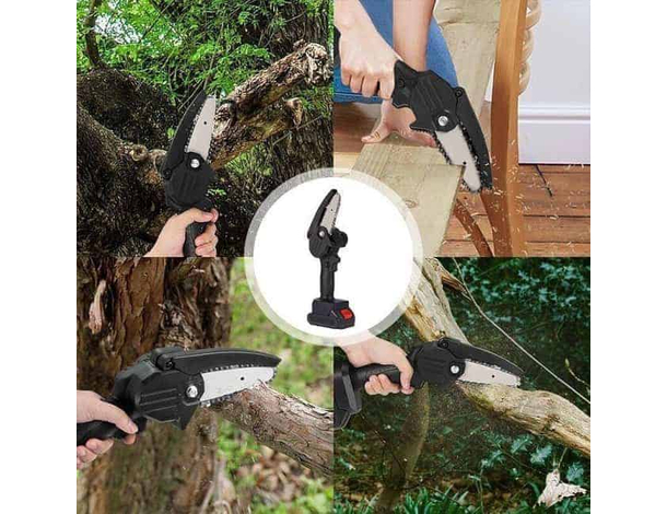 Mini Sega Elettrica 2 Catene e 2 batterie da 48V 1200W Potatura Taglio Rami...