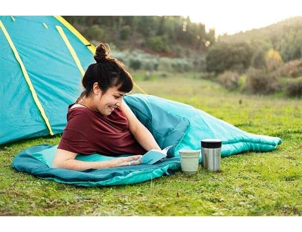 Sacco a Pelo Invernale 205x90 cm con Cuscino da Campeggio Viaggio Imbottitura...