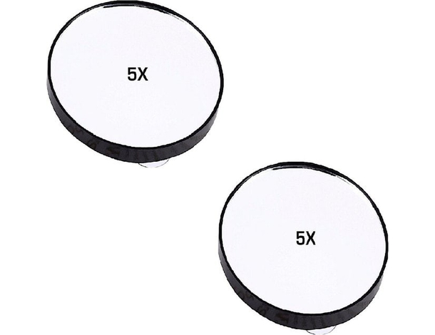 2x Specchio da Borsa Make Up Specchietto Ingrandimento 5x con Ventose da Viaggio