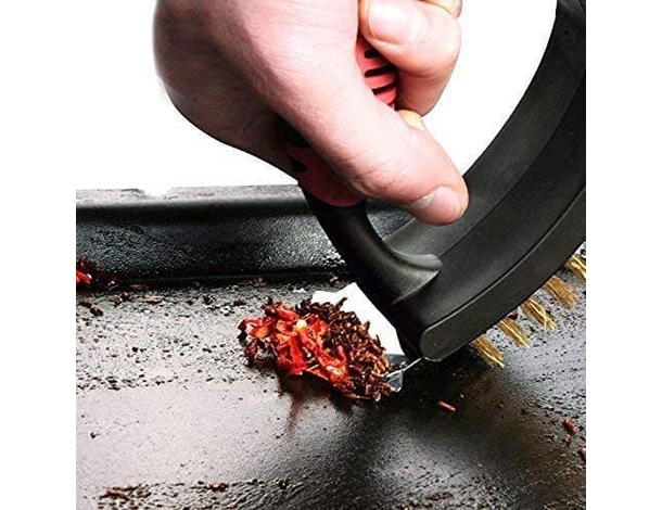 Spazzola Metallica Pulizia Barbecue Griglia Forni BBQ Con Raschietto e Spugna...