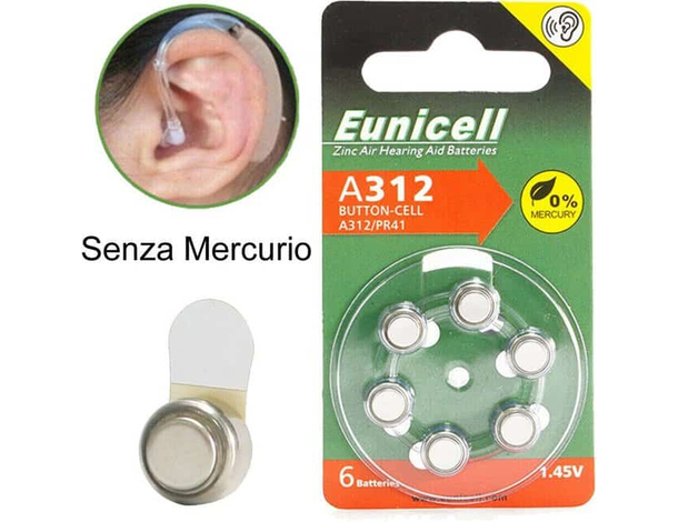 60x Batterie Monouso Senza Mercurio per Apparecchio Acustico Pile Protesi...