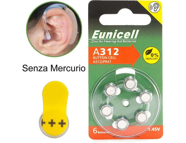 60x Batterie Monouso Senza Mercurio per Apparecchio Acustico Pile Protesi...