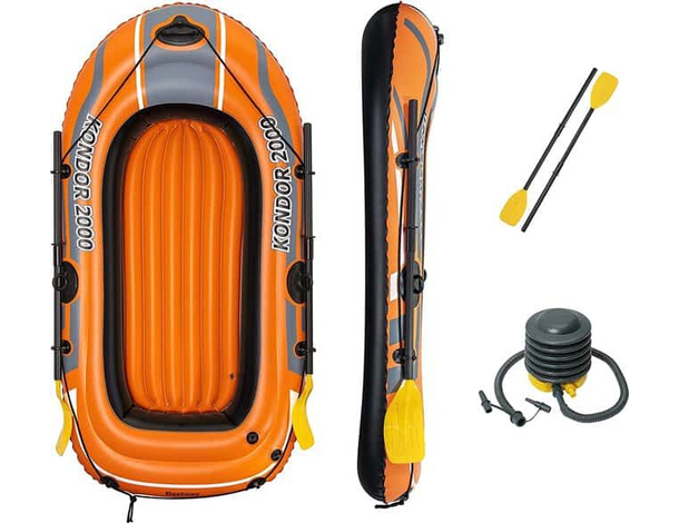 Canotto Gommone Mare Modello Kondor 2000 con Remi e Pompa Gonfiabile 188x98cm...