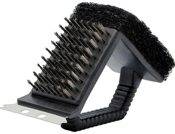 Spazzola Metallica Pulizia Barbecue Griglia Forni BBQ Con Raschietto e Spugna...