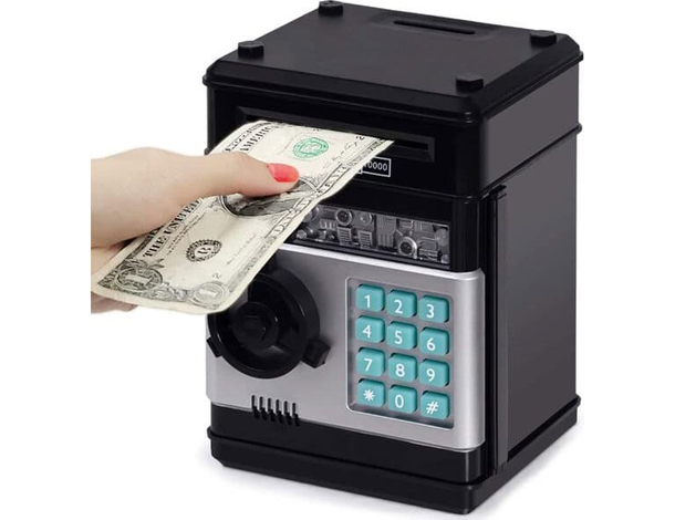 Salvadanaio Elettronico Cassaforte Atm Per Bambini Contanti Monete a Batteria