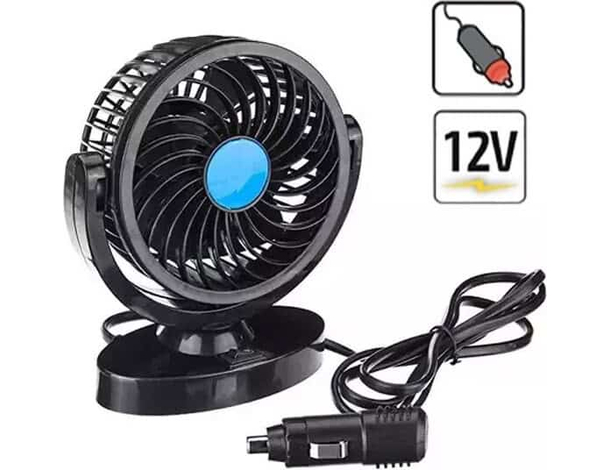 Ventilatore per Auto 12V Portatile Viaggio Regolabile 360° Presa Accendisigari