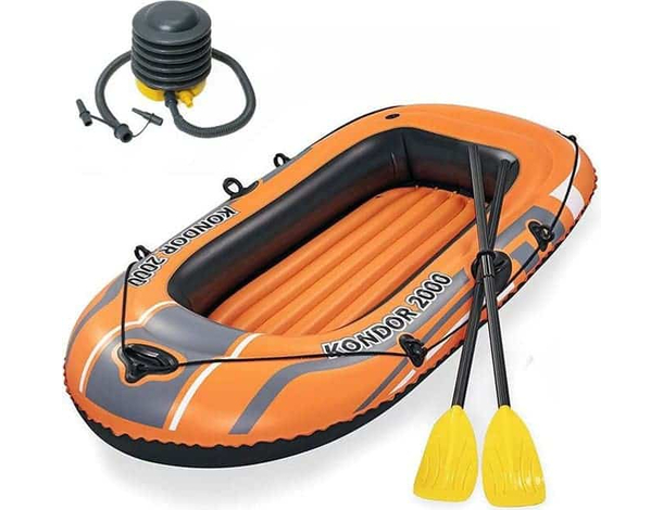 Canotto Gommone Mare Modello Kondor 2000 con Remi e Pompa Gonfiabile 188x98cm