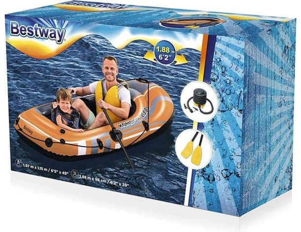 Canotto Gommone Mare Modello Kondor 2000 con Remi e Pompa Gonfiabile 188x98cm...