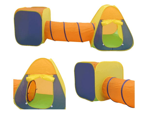 Tenda Gioco Parco Giochi con Tunnel Giocattolo Bambini Pop-Up Pieghevole 3pz