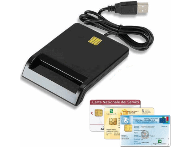Lettore Smart Card Firma Digitale SPID CRS CNS CIE Tessera sanitaria Plug&Play