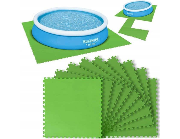 9x Tappetino Verde 78x78 Tappeto per Fondo Piscina Antiscivolo Puzzle Mod.58636