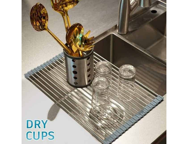 Scolapiatti Avvolgibile Per Lavello Pieghevole Da Appoggio Salvaspazio Piatti...