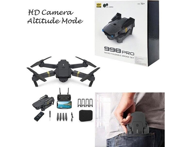 Mini Drone Quadricottero Pieghevole con Fotocamera Telecamera 4K WIFI 998 Pro...