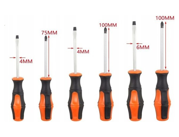 Set 6 Cacciaviti Giraviti Acciaio Punta a Croce Taglio Kit Attrezzi Fai da Te...